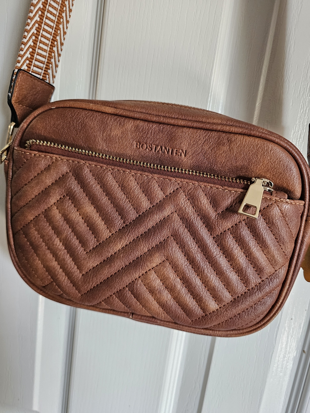 Bostanten Quilted Brown Crossbody Bag